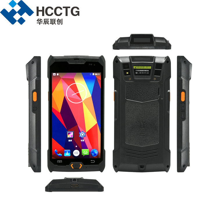 PDA tenu dans la main de HCC NFC 4G Android 9,0 avec le code barres 2D balayant C50 plus