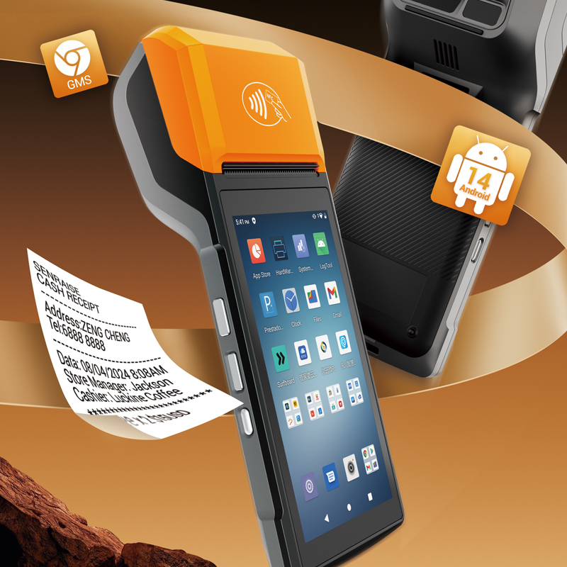 HCCTG NFC GPS 4G Android 14 Terminal mobile intelligent avec imprimante 58 mm R330 Plus