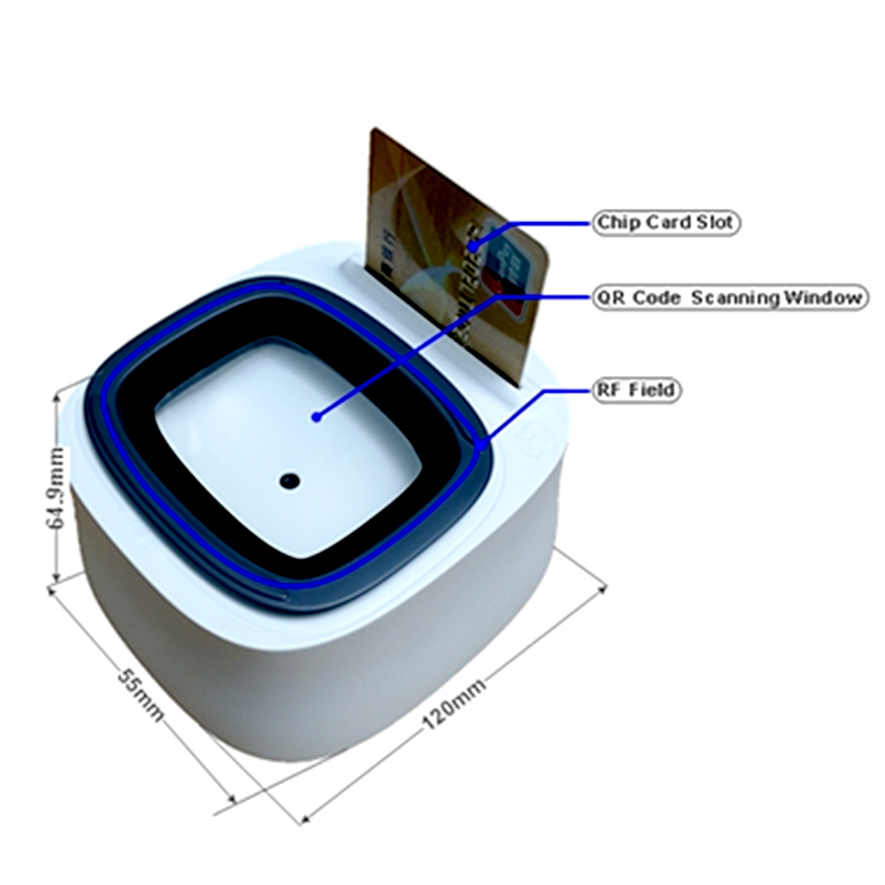 Scanner de codes-barres USB/RS232 Unionpay EMV 2D avec lecteur de cartes sans contact HCC3300