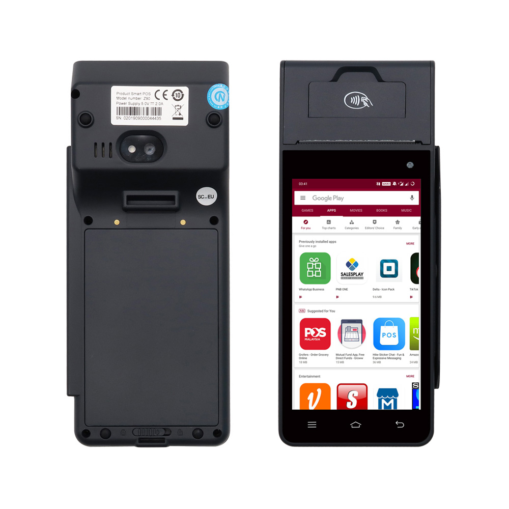 5 pouces 4G Android 12 Carte Reader Handheld POS avec imprimante HCC-Z90