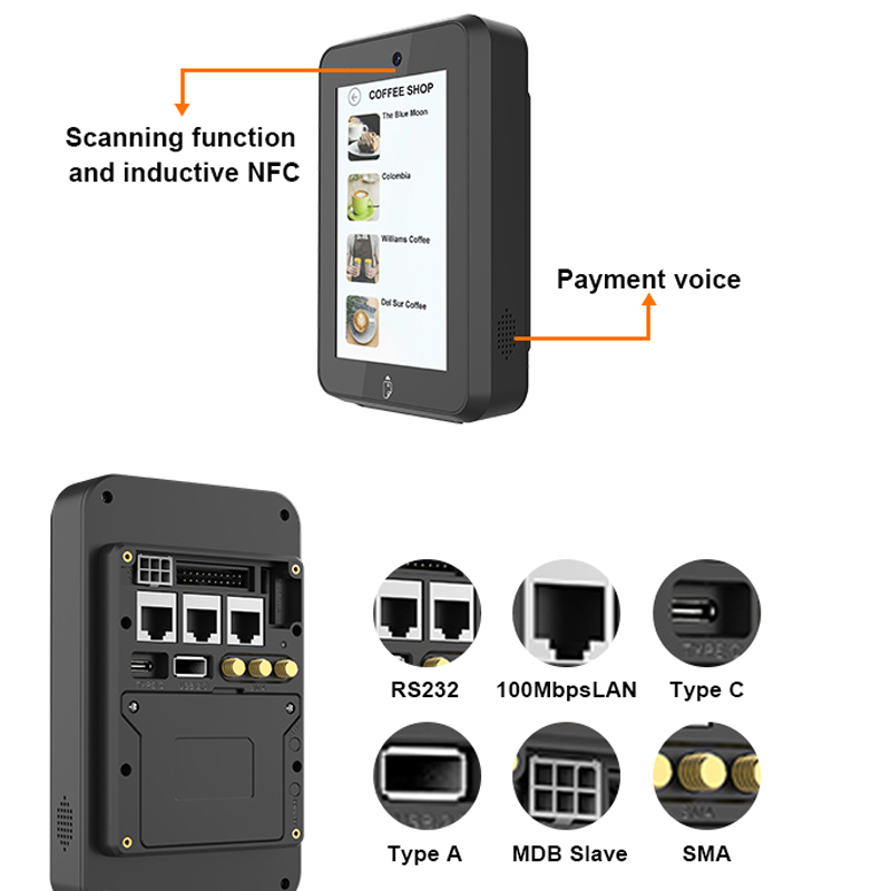 MDB Android 14.0 Terminal de paiement en libre-service sans surveillance pour les distributeurs automatiques CM30