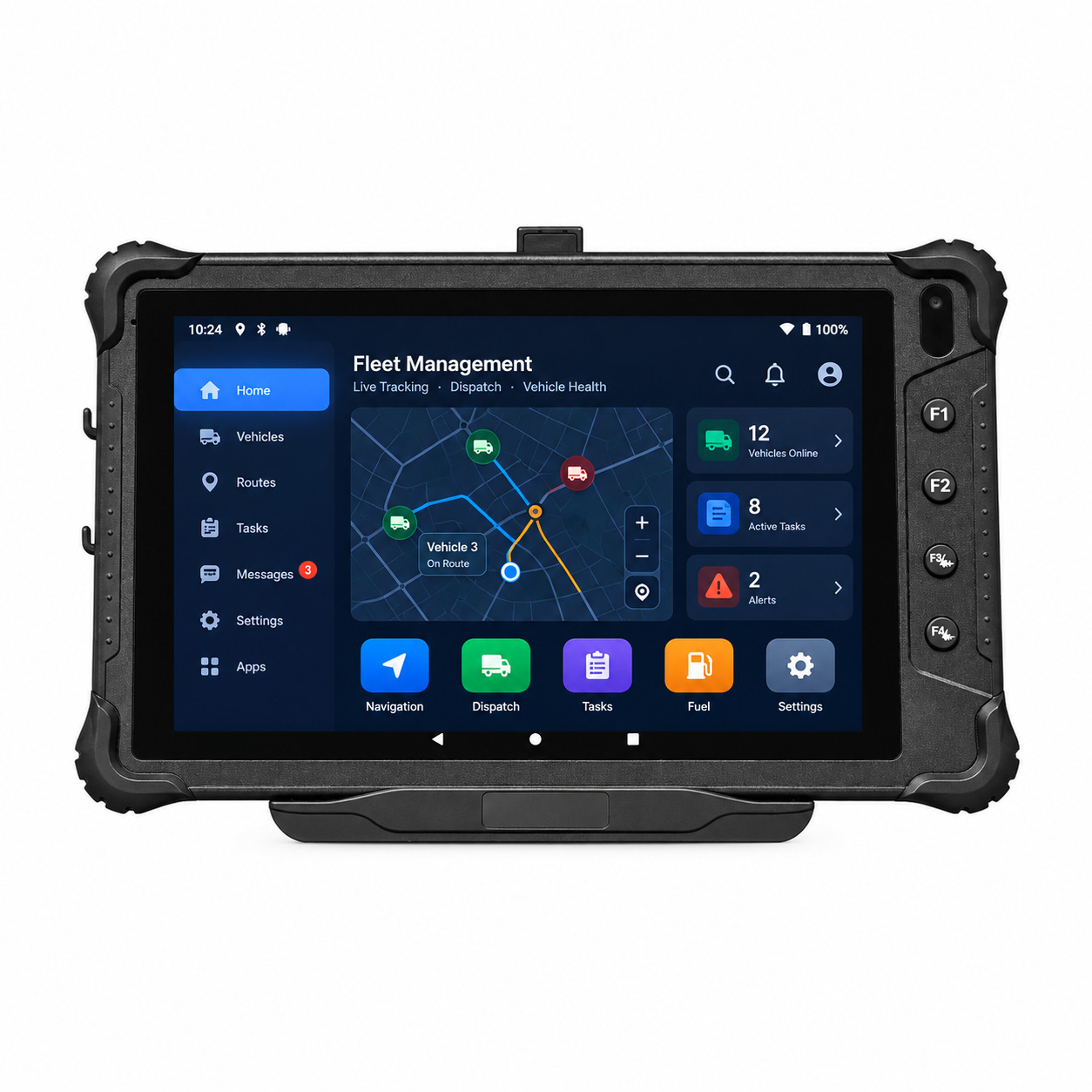 Tablette robuste Android 14 de 8 pouces montée sur véhicule pour la gestion de flotte avec 4G LTE et GPS V82T
